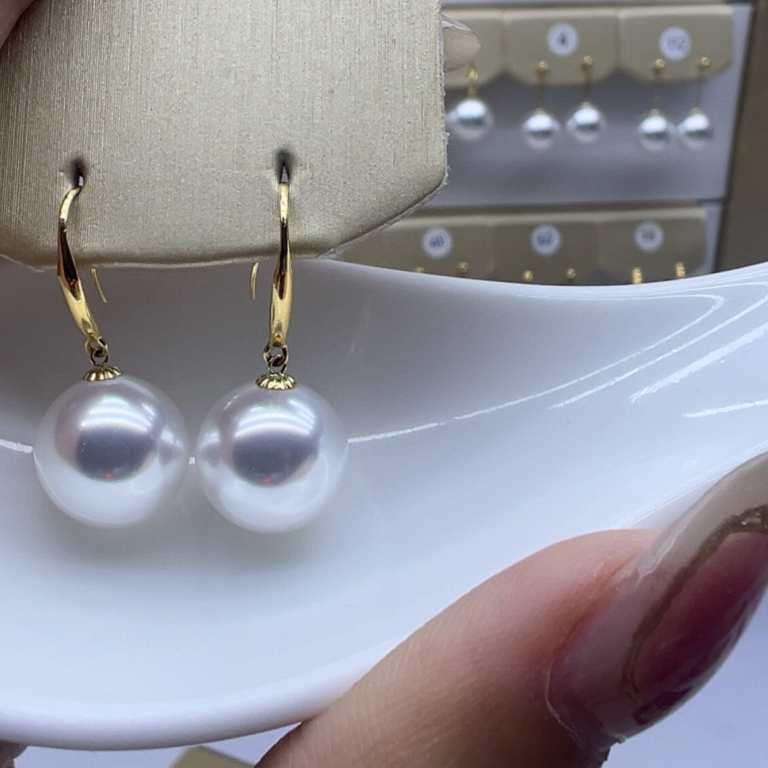 淡水珍珠耳饰18K金镶嵌