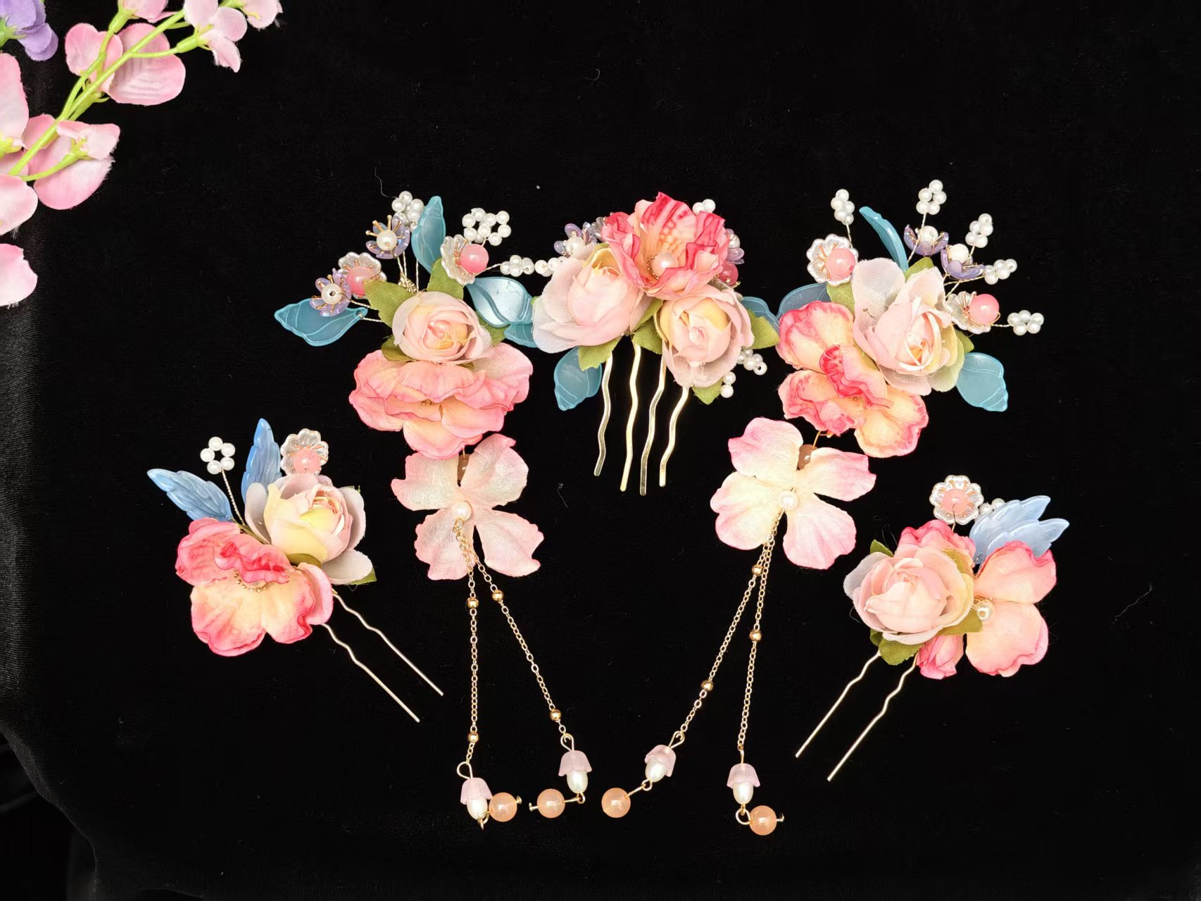 汉服头饰宋制娟花拍照仙气古装配饰花环精致古风发饰