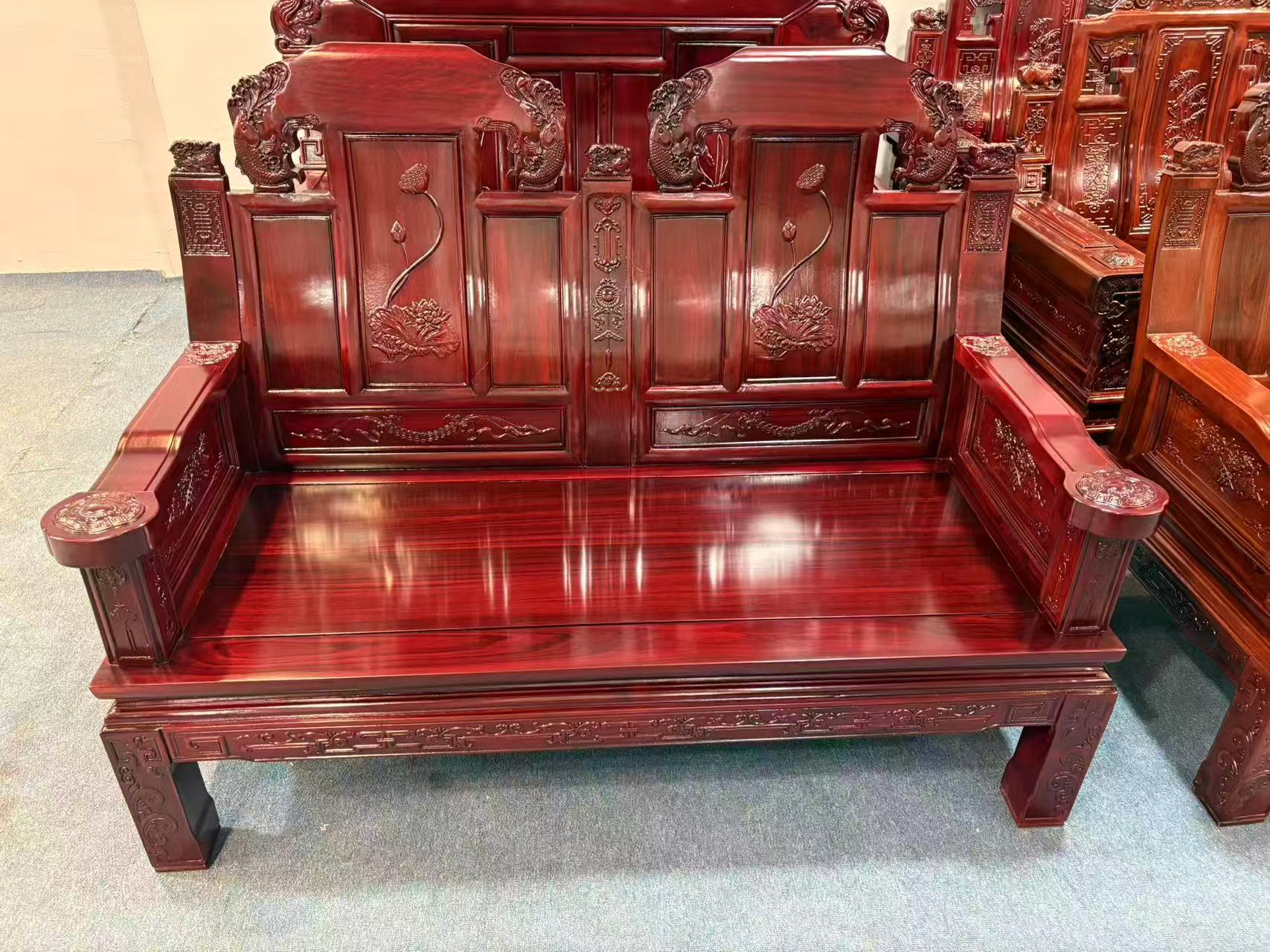 非洲酸枝木二人位沙发中式古典家具榫卯结构
