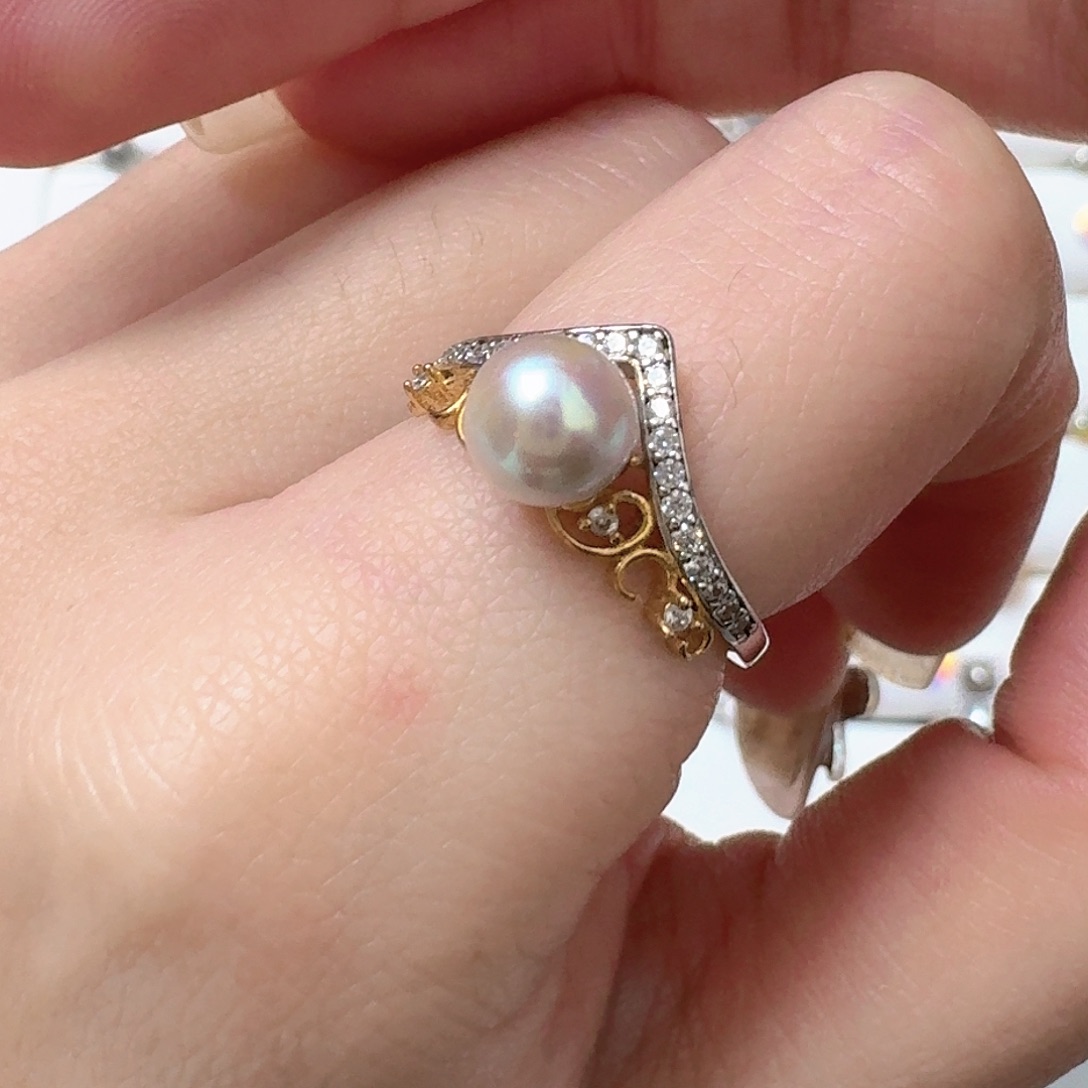 海水珍珠戒指银S925镶嵌