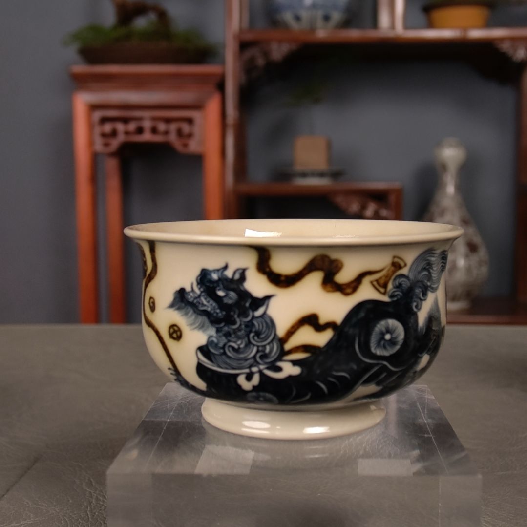 青花釉里金主人杯