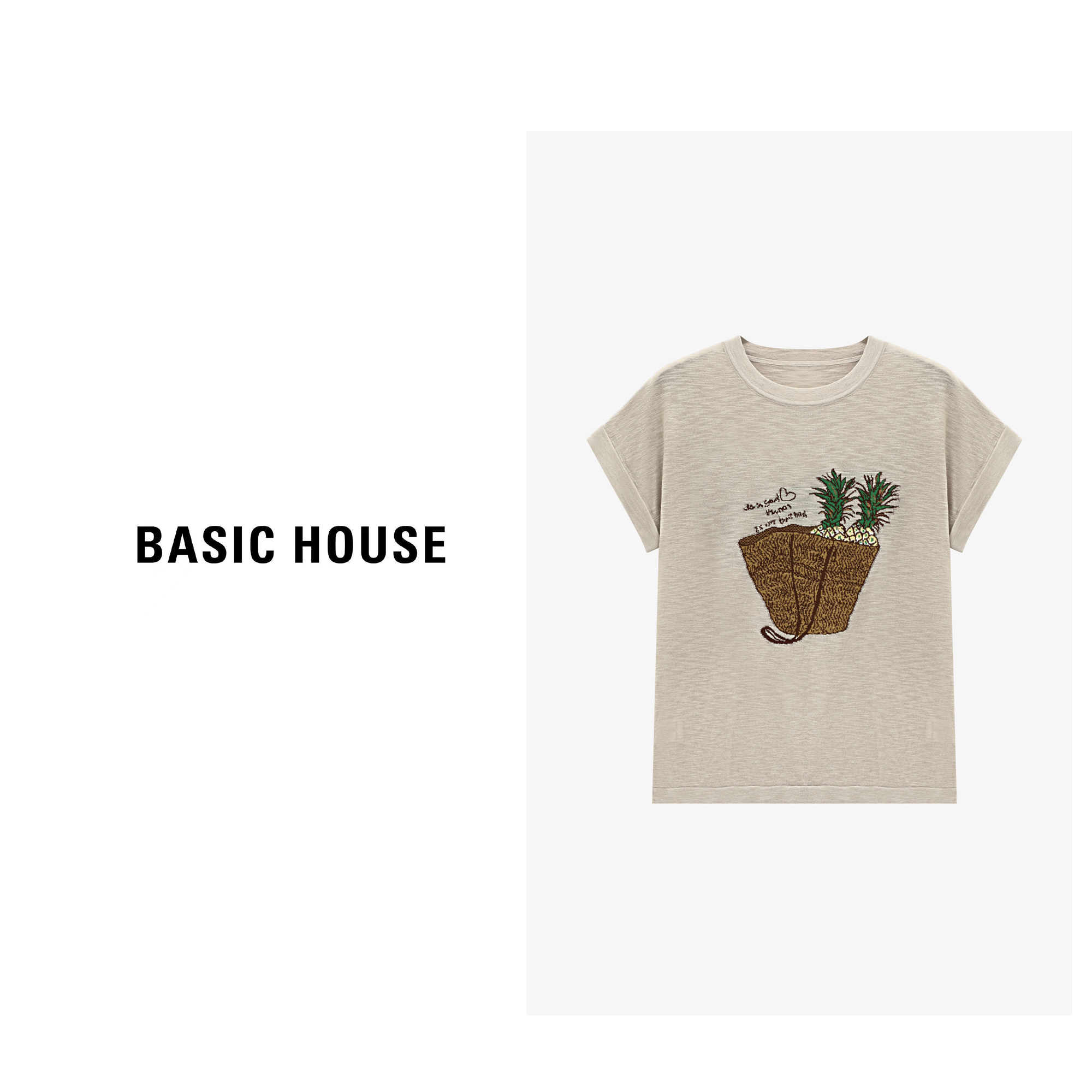 Basic House/百家好夏季透气不闷热短袖针织衫-B0625B5AQF2