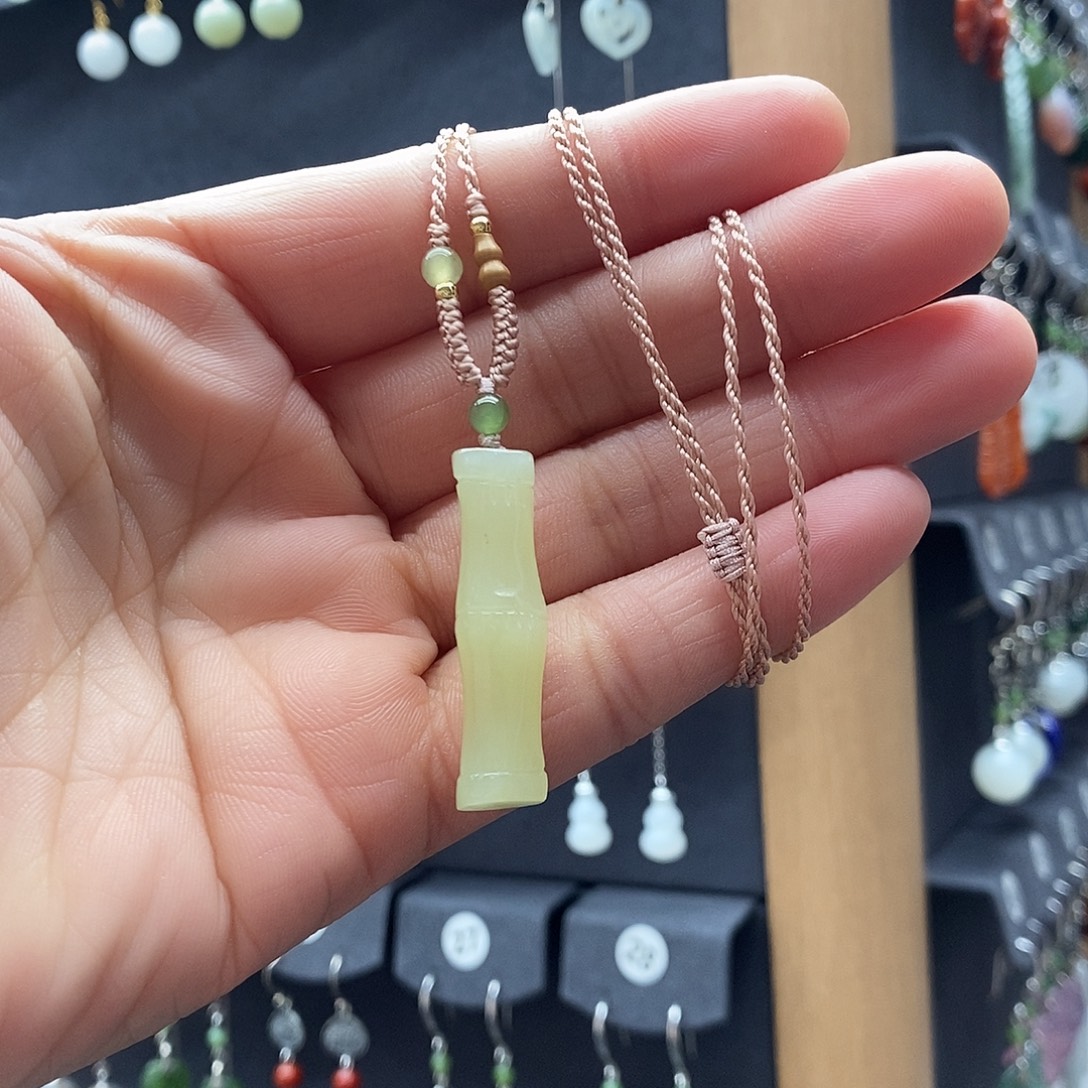 望***道和田玉未镶嵌颈饰天然和田玉竹节吊坠