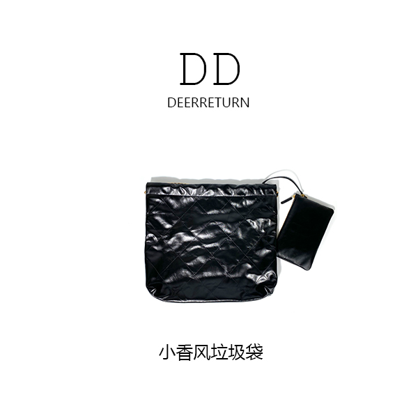 DD【黑金垃圾袋小号】进口头层牛皮链条轻奢经典时尚百搭垃圾袋