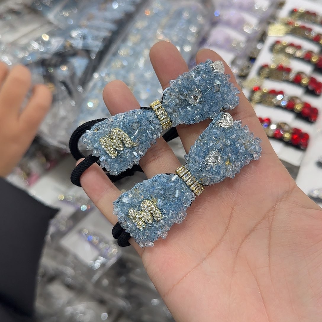 非金属M17蓝色水晶钻钻发绳2个