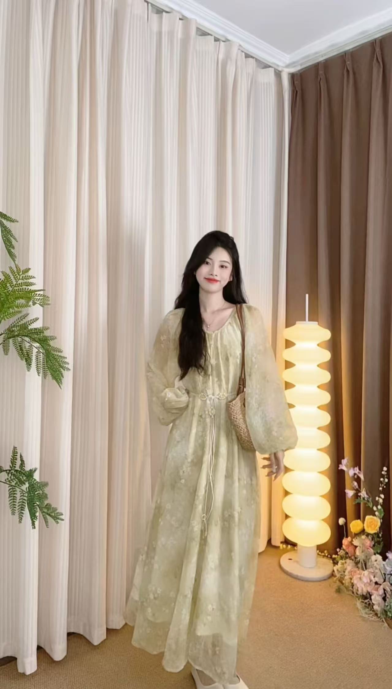 AN.XIN【杏黄苹莉】温柔姐姐穿搭～法式碎花减龄连衣裙5656