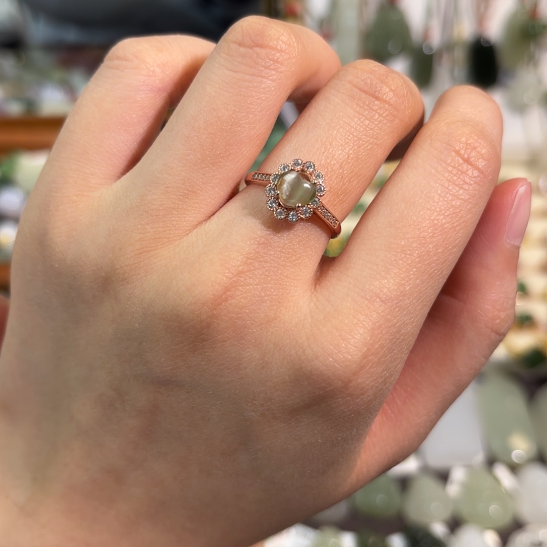 和田玉戒指银S925镶嵌