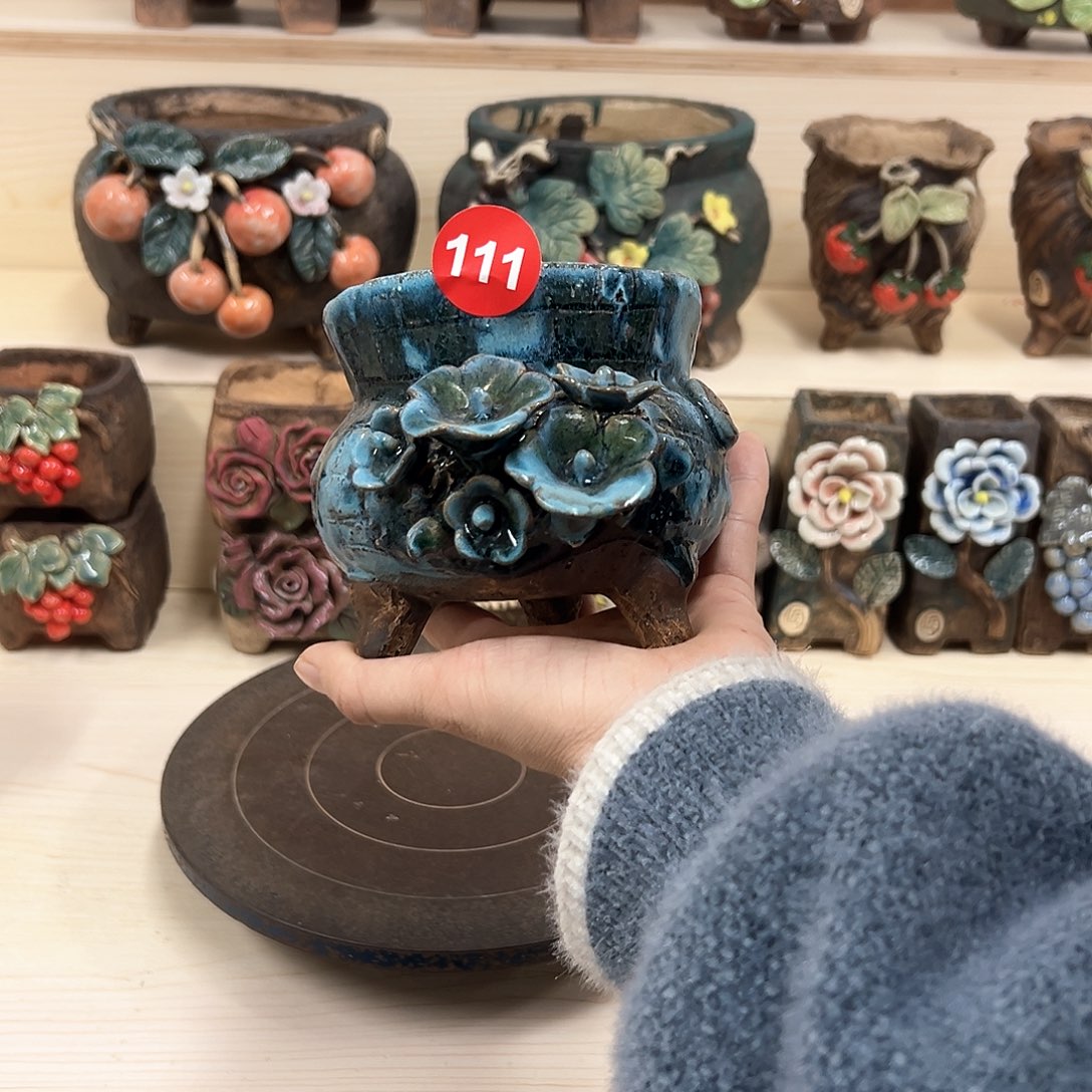 紫砂花盆111号内口9.5外高10