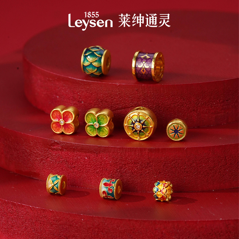 【孤品】莱绅通灵经典IP足金999珐琅串珠DIY串珠