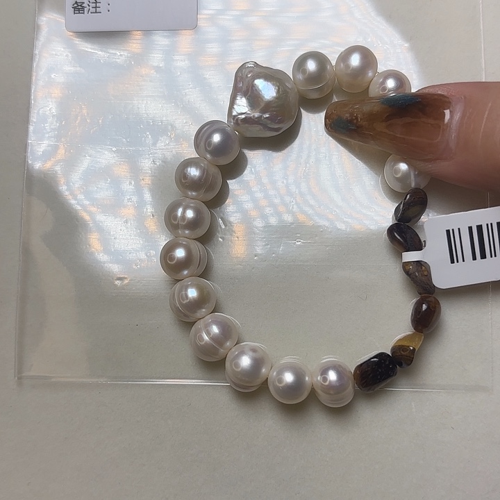 手绳银S925镶嵌淡水珍珠