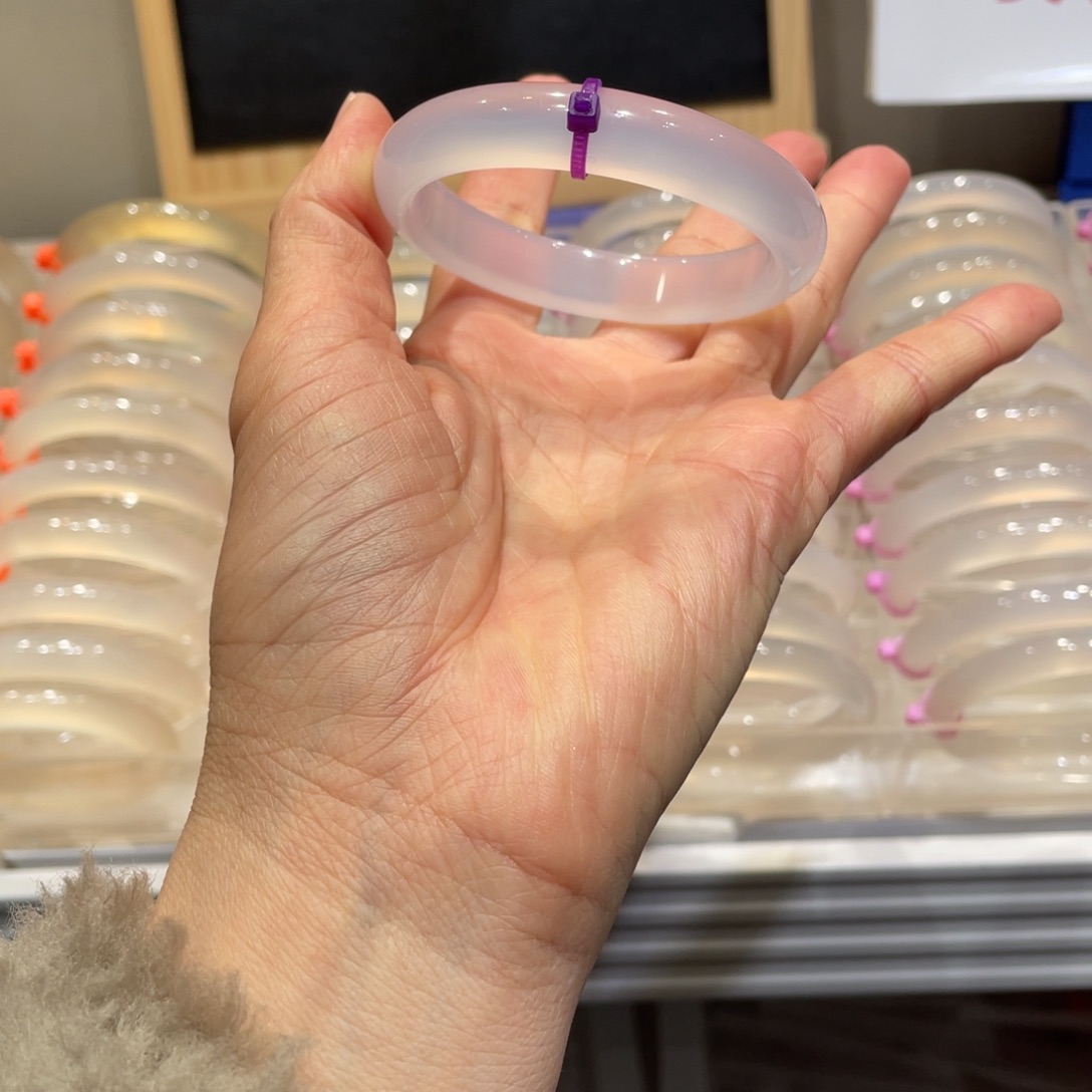 无***畏玛瑙/玉髓未镶嵌手镯@定向冰紫@【54】