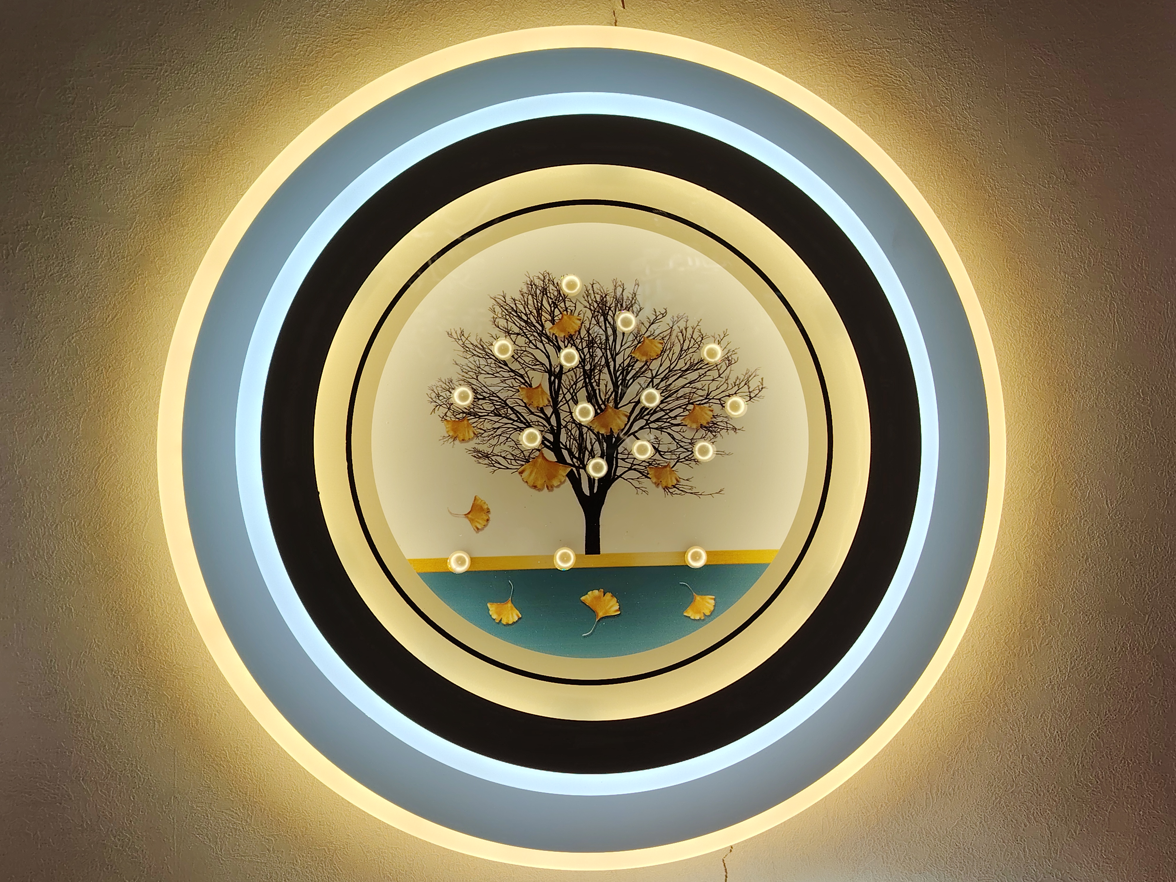 畅销款三色变光卧室灯2403-1发财树