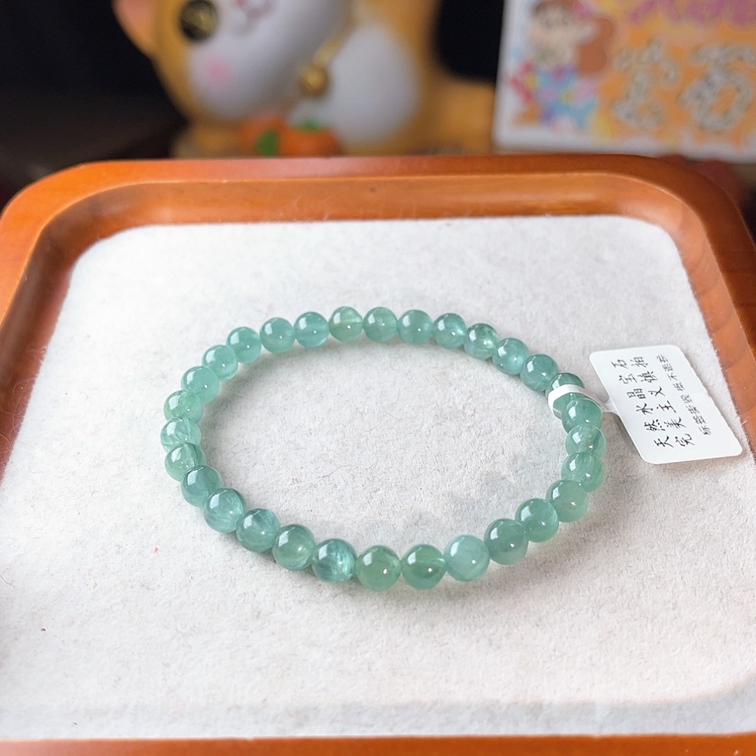 水晶手链未镶嵌恩****1蓝绿晶石6.3mm