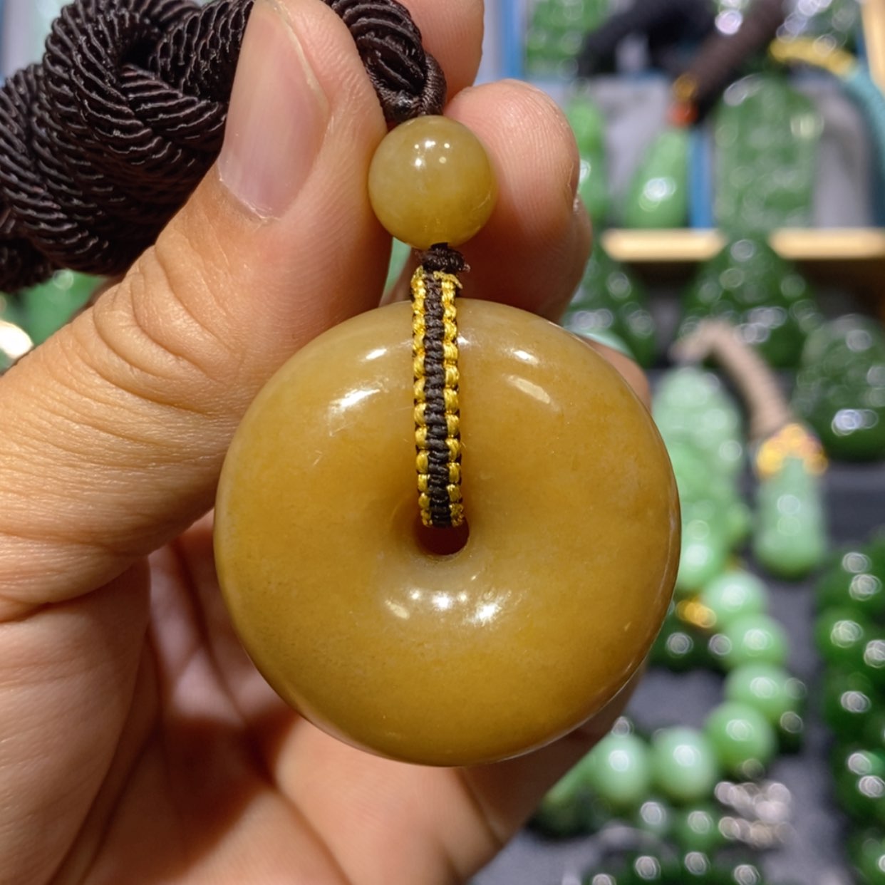 【闪购商品】和田玉吊坠(不含链)未镶嵌黄金糖平安扣 35.8/15