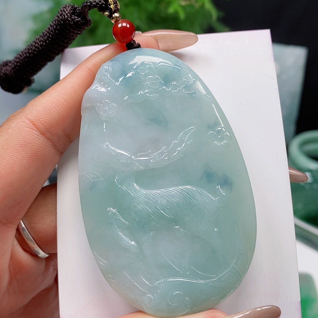 翡翠颈饰未镶嵌缅甸天然a货翡翠挂件