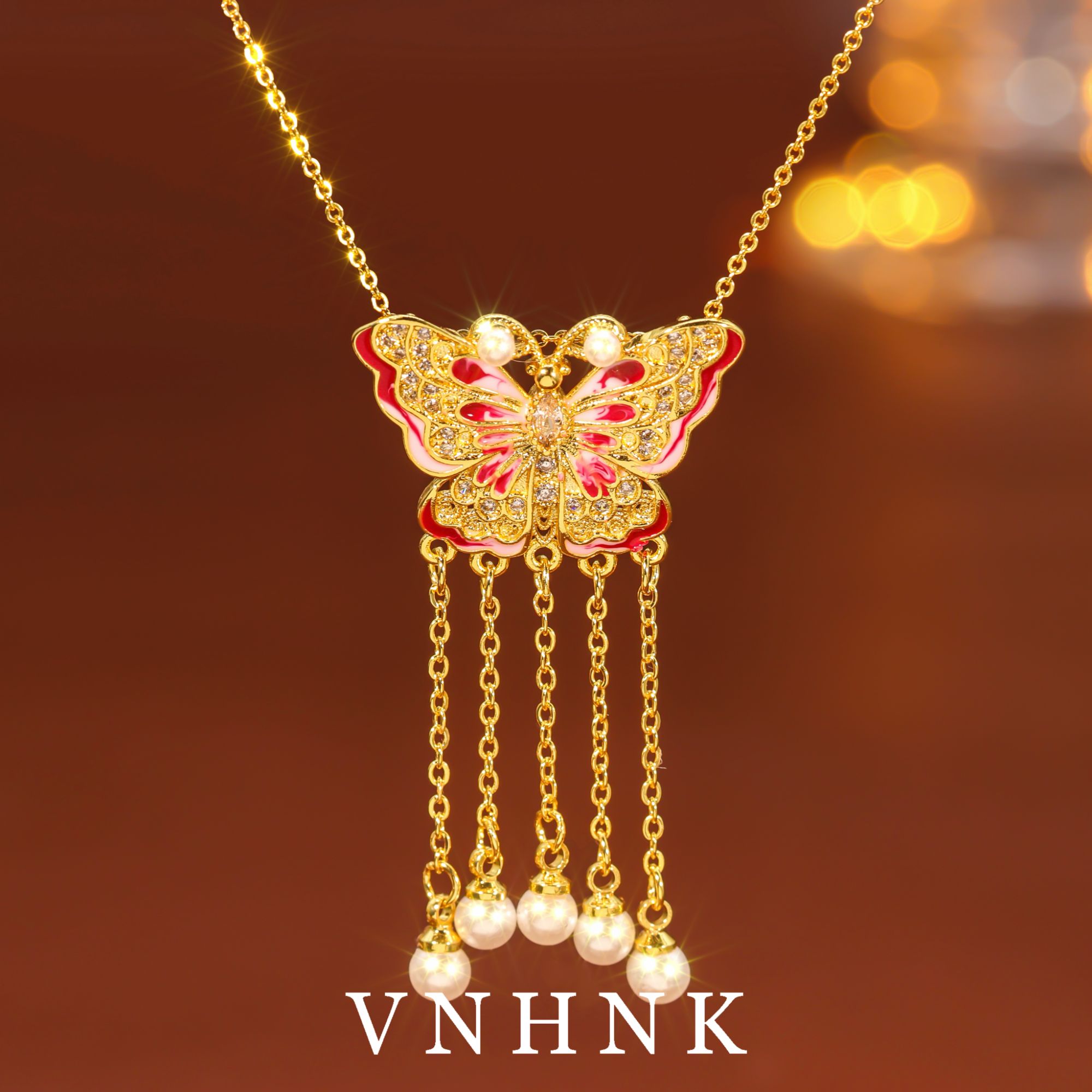 铜合金仿珍珠项链 美可儿   M130   金色(45cm4mm)时尚项链预售