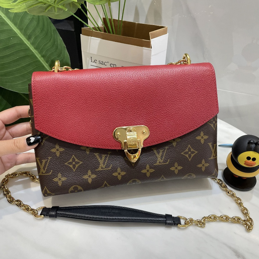 95新 LouisVuitton/路易威登 LV老花拼红信封包 25090090-05