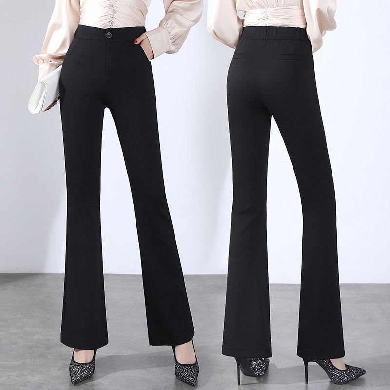 高级感女裤2025爆款黑色垂坠感微喇裤春秋新款显瘦高腰职业西装裤