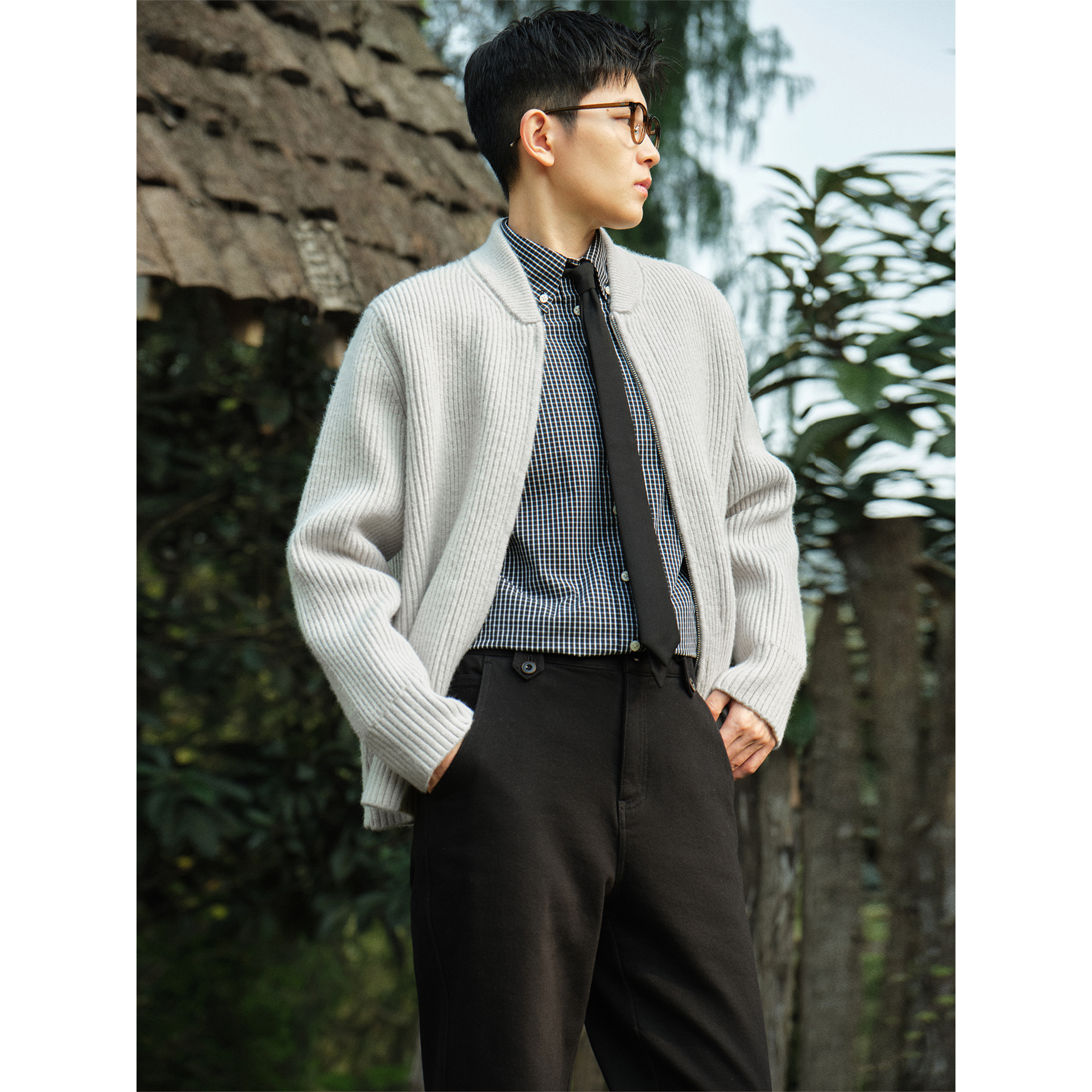 Knighttom【重磅加厚 蓄热保暖】粗针棒球领针织开衫Z253M227A