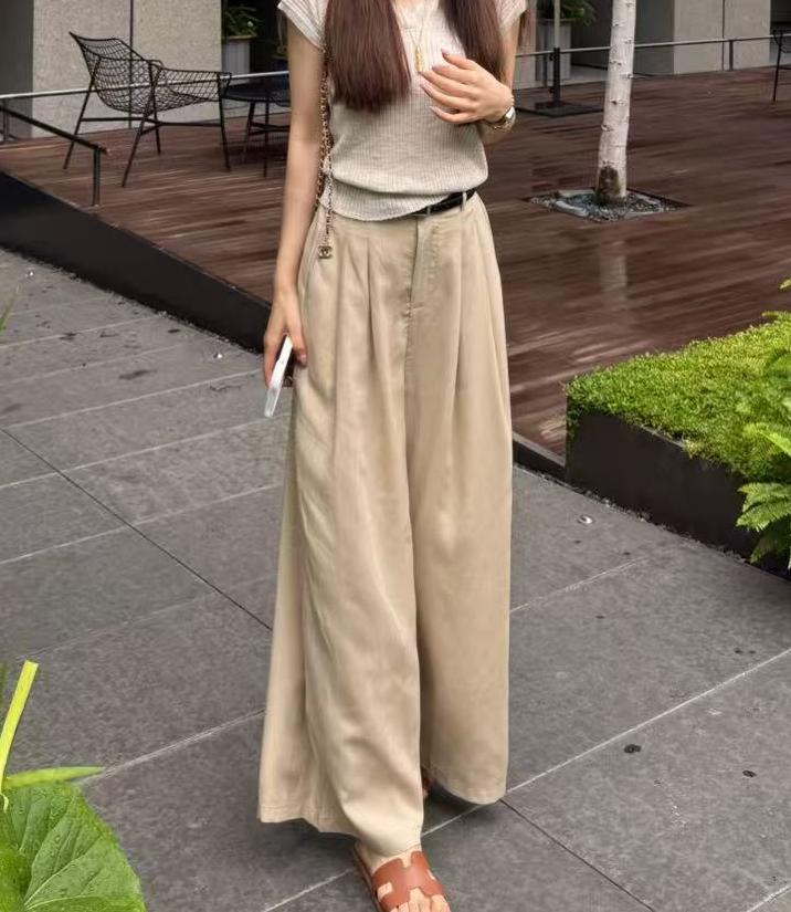 【婷婷专属】韩系穿搭高腰显瘦百搭休闲夏宽松直筒阔腿裤80389