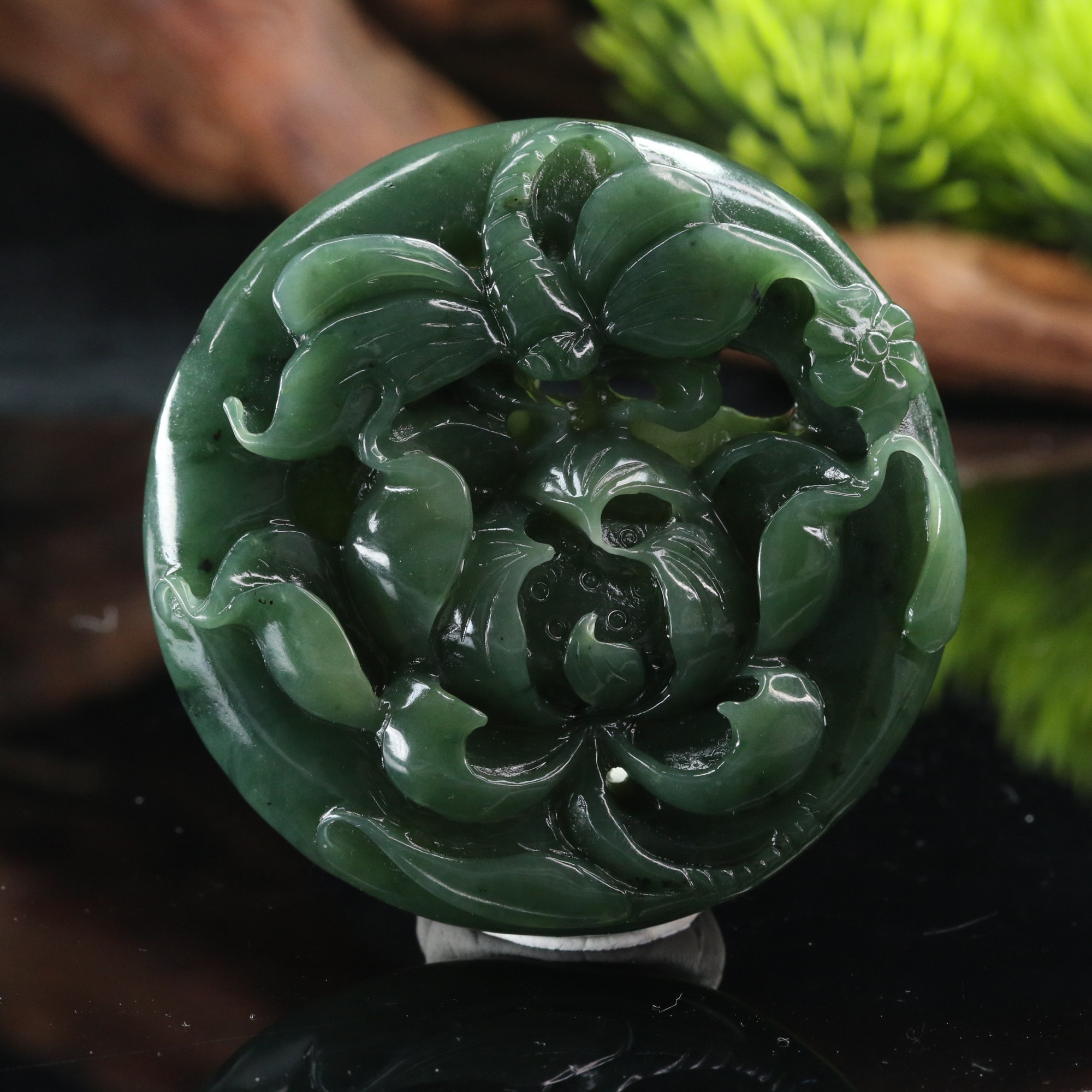 5和田玉玛纳斯碧玉花开富贵/900053北京中保拍卖