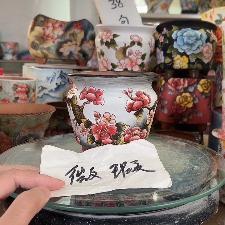 满38包邮 景德镇幸运花盆