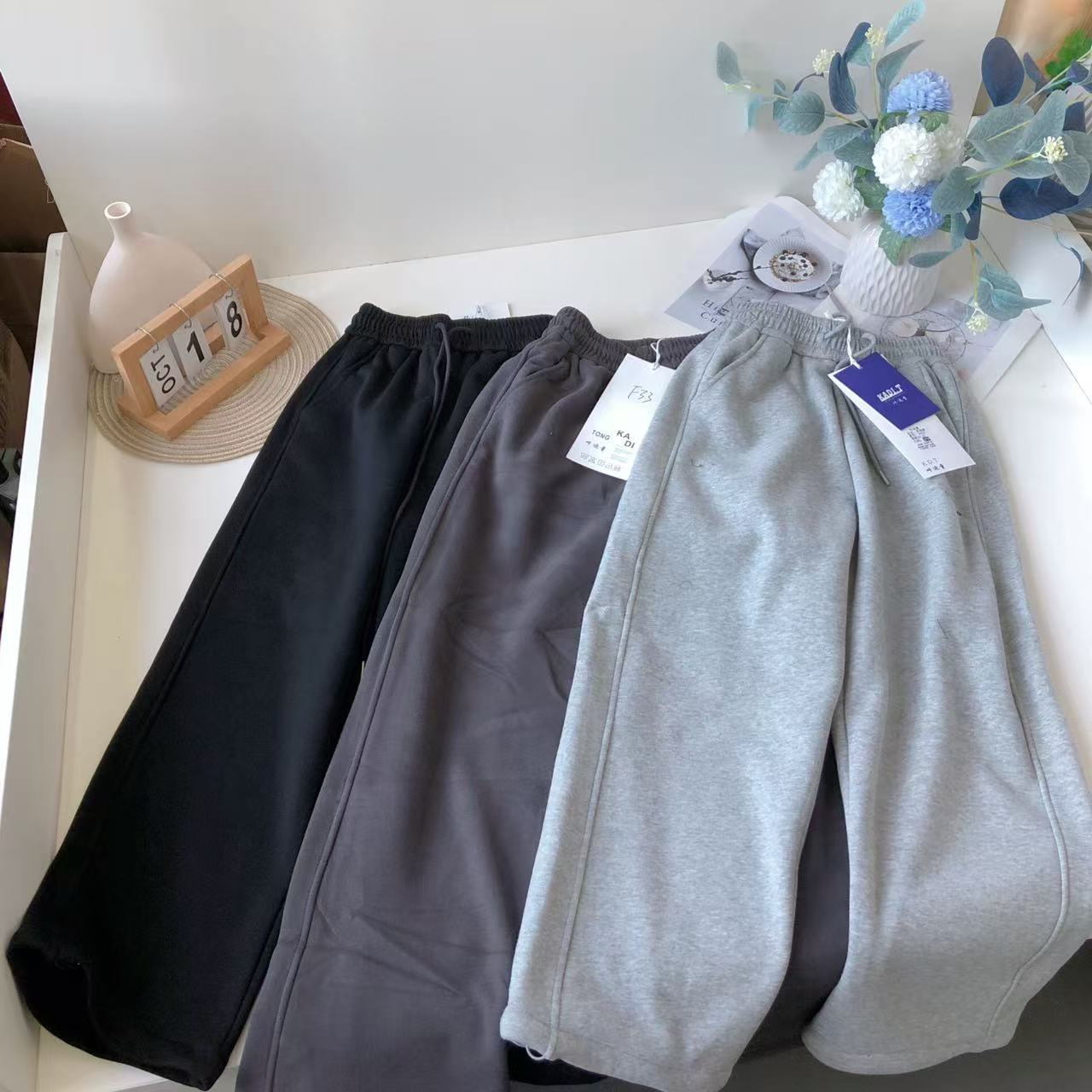 K240大童新款加绒休闲裤A字母2530