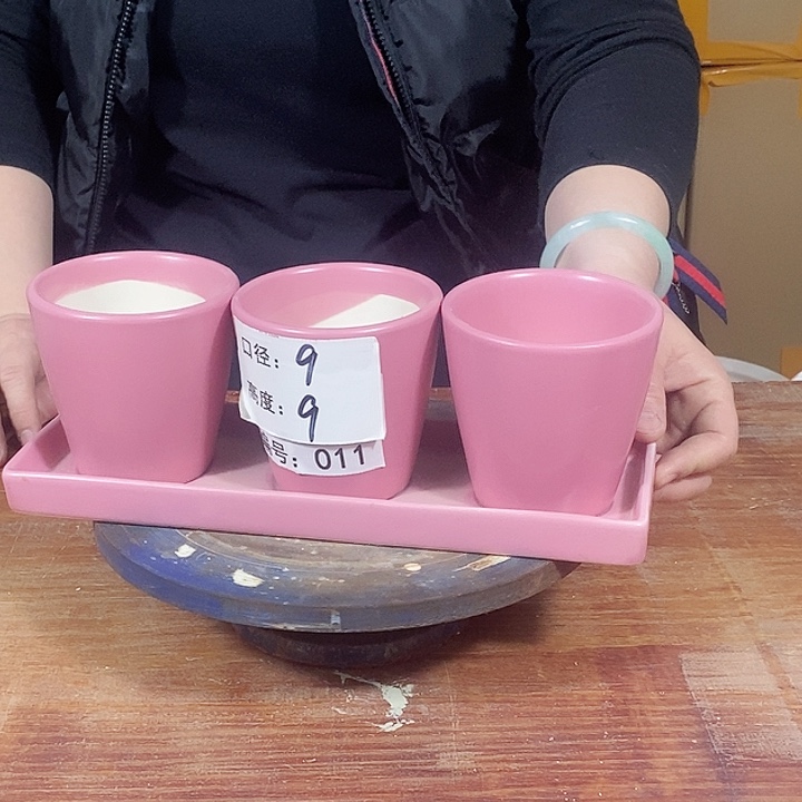 陶瓷微瑕花盆-011-粉色