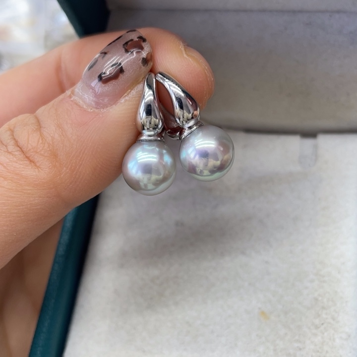 海水珍珠耳饰银S925镶嵌