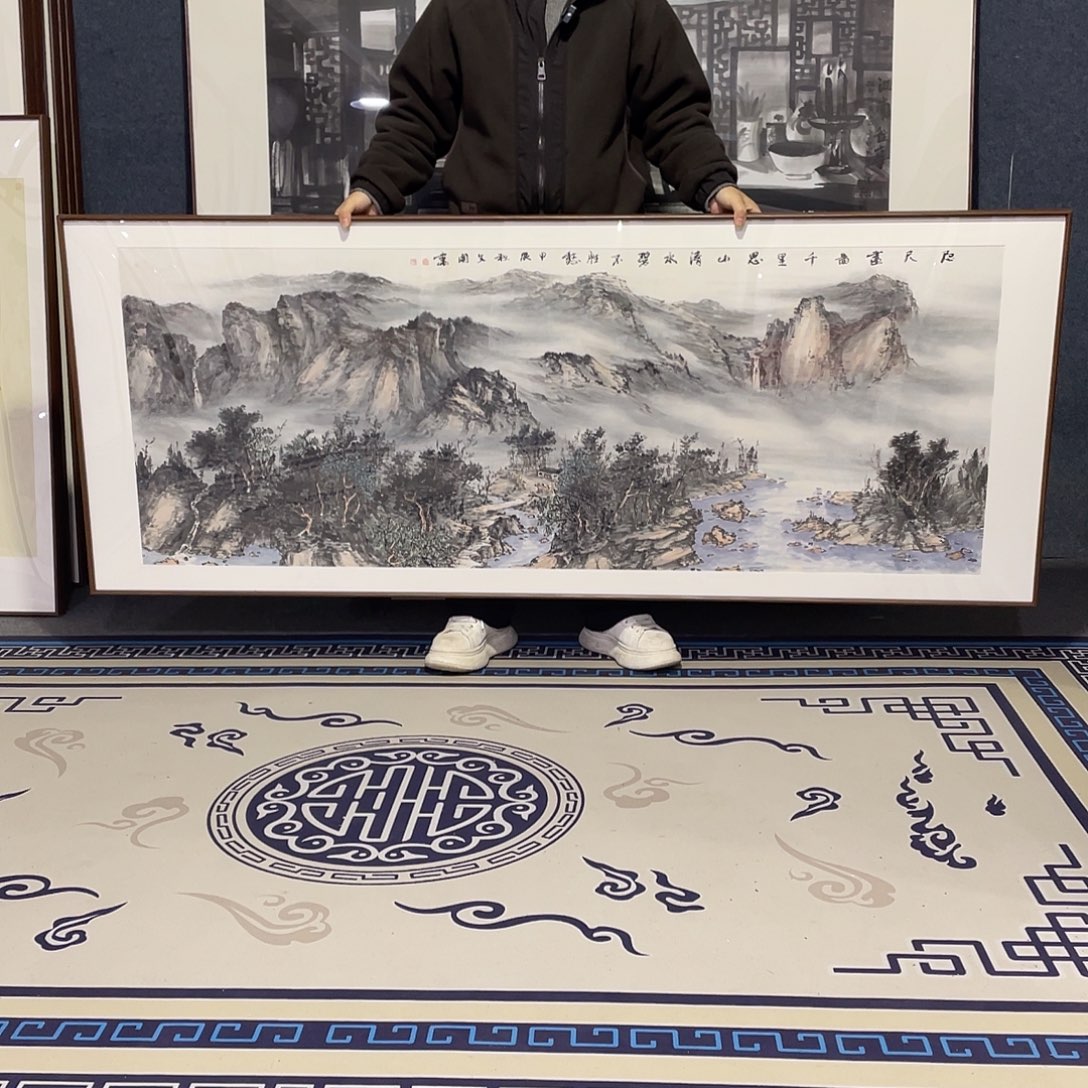 国画手绘画作品带框