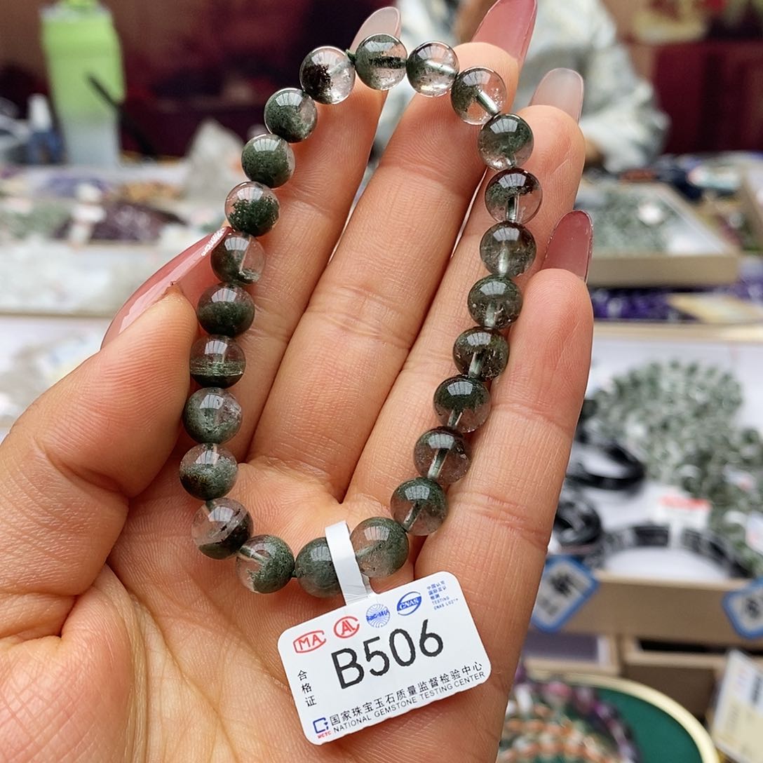 水晶手链未镶嵌B506绿幽灵聚宝盆