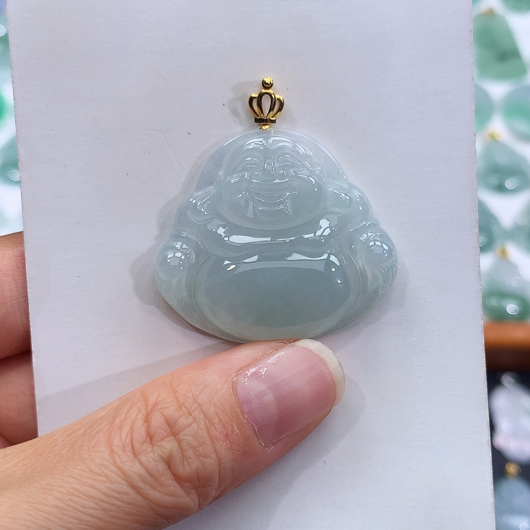 翡翠18K金镶嵌颈饰翡翠吊坠