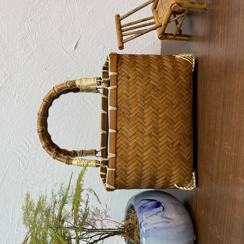 BB088（林艺舎）纯手工中式田园风竹编浅色竹节女士百搭手提包包