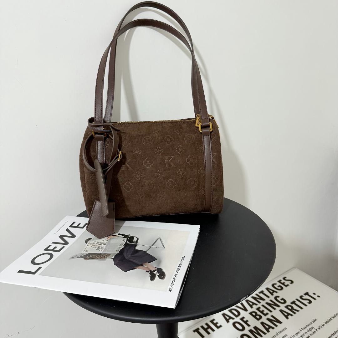 1280 棕色【托特包】新款百搭单肩斜挎包托特包【宽26高20】