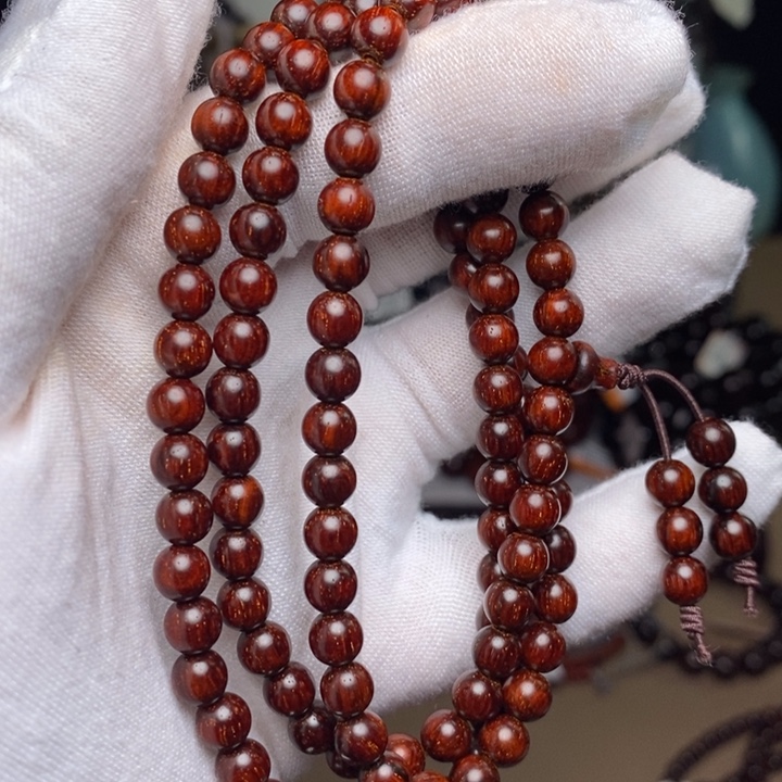 小叶紫檀手串/手链原汁原味0.6x108粒 5星鳞底泥料特价