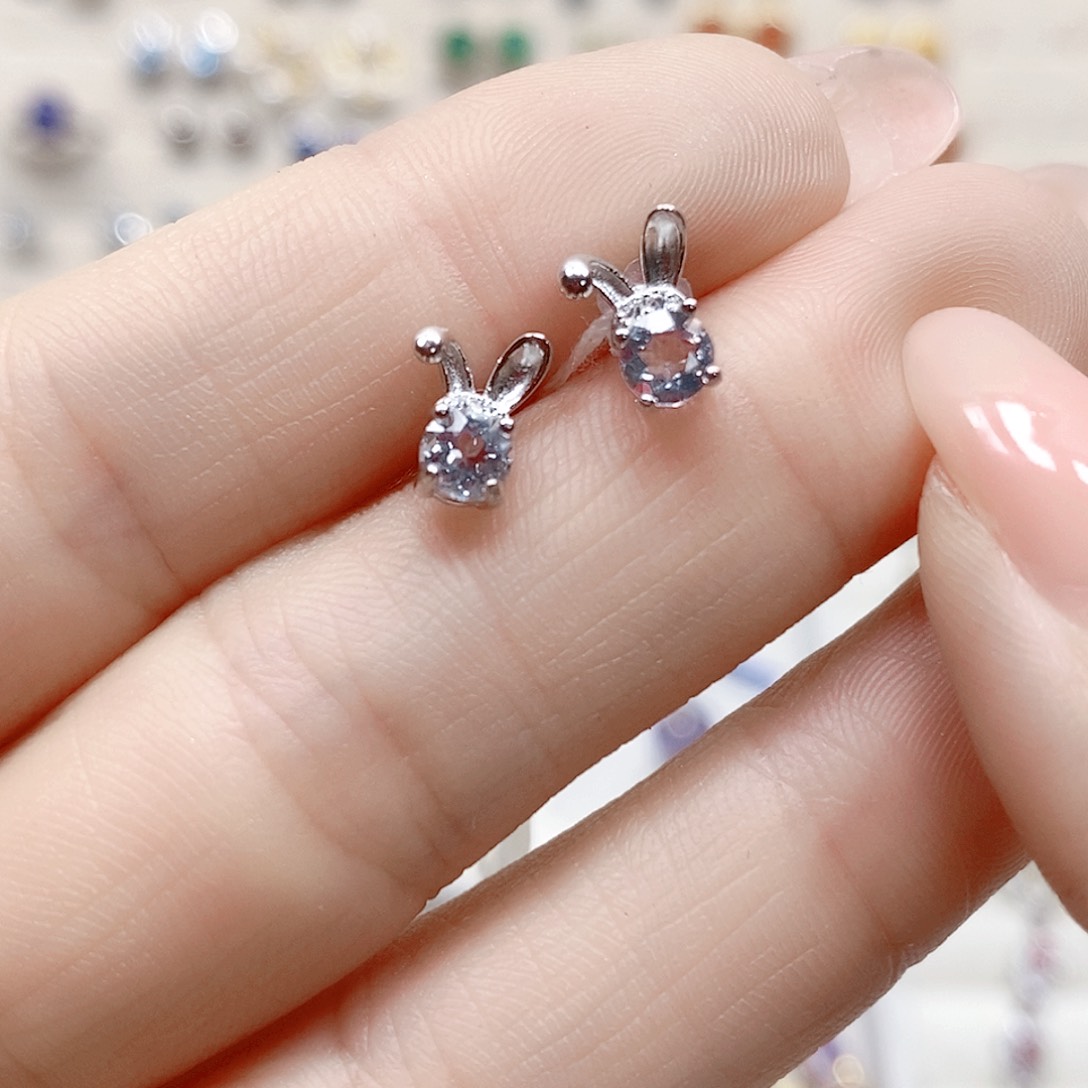 海蓝宝石耳坠银S925镶嵌674