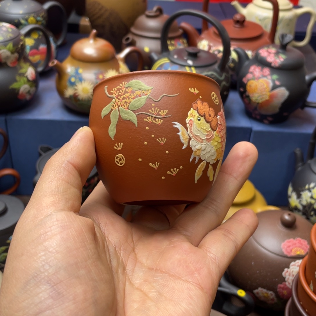 红泥茶杯紫砂主人杯150cc