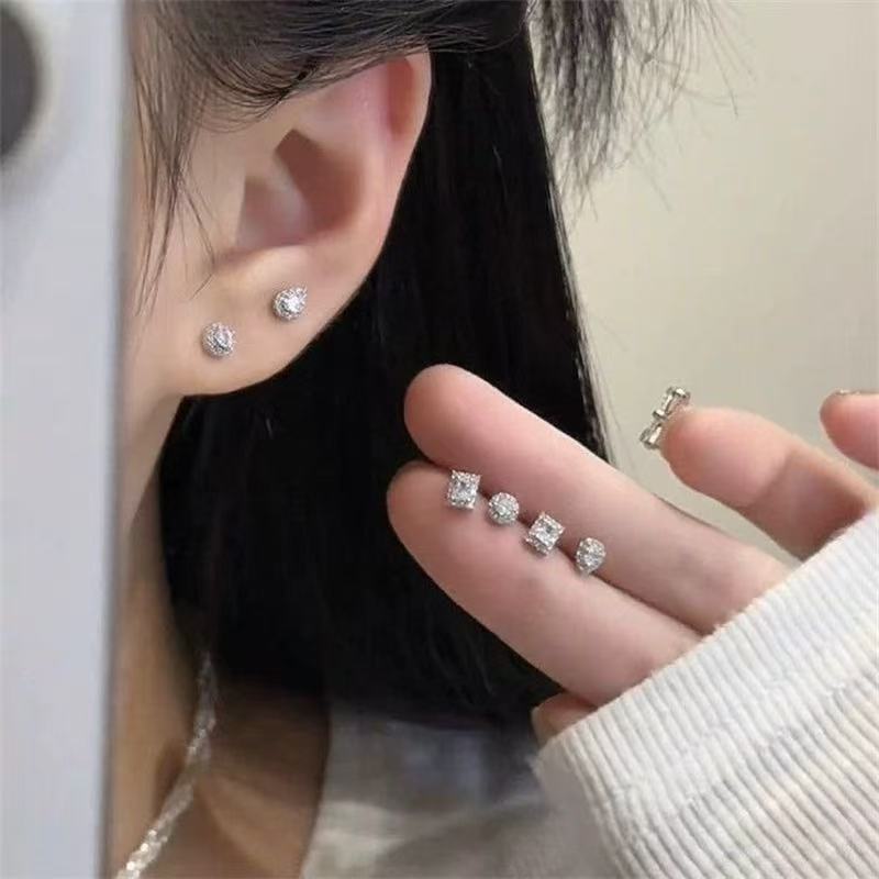 铜合金耳饰 精致闪亮耳钉女六件套耳环轻奢百搭气质时尚耳饰E380