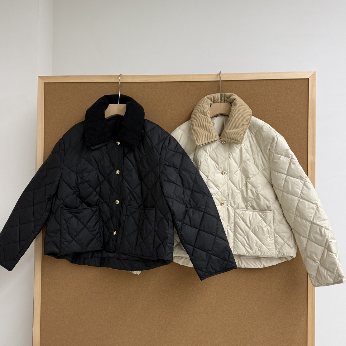 领先柜子！韩国贵牌女装lumie*van 25冬季 可拆卸领口菱格鹅绒服