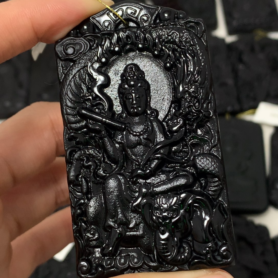 天然缅甸a货钢琴黑挂件
