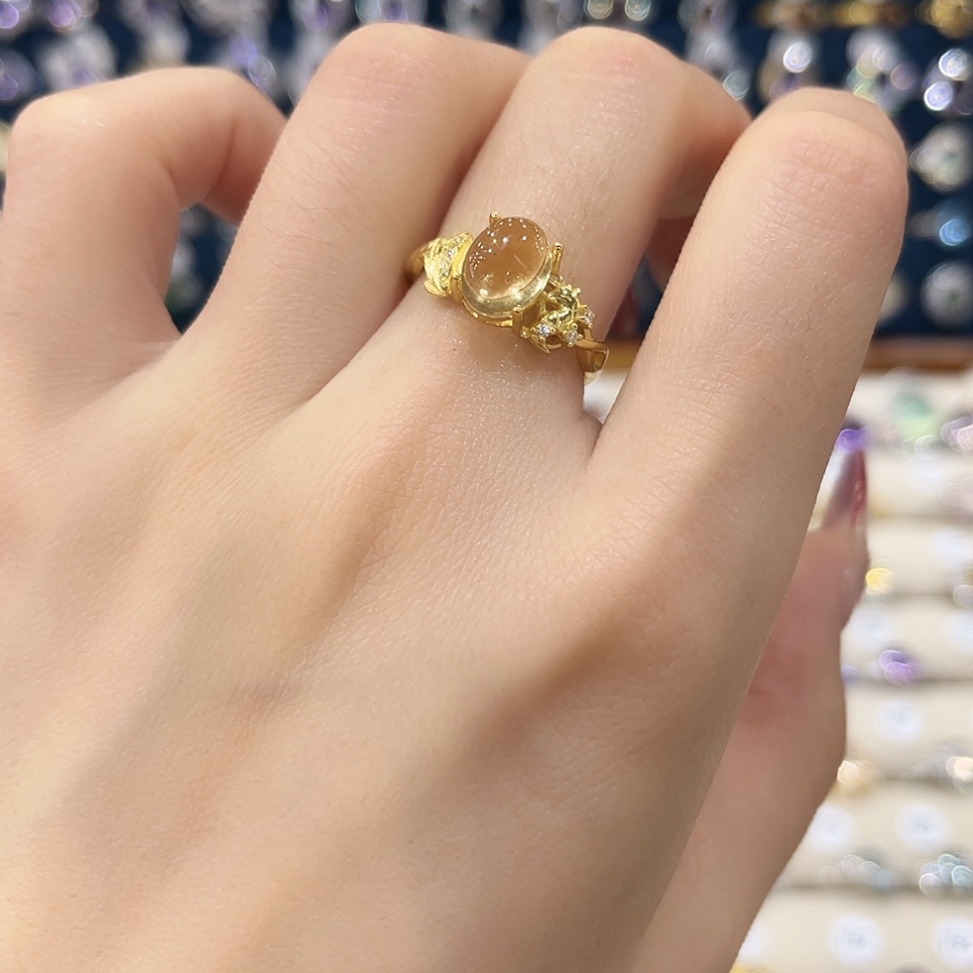 黄晶女款银S925镶嵌戒指