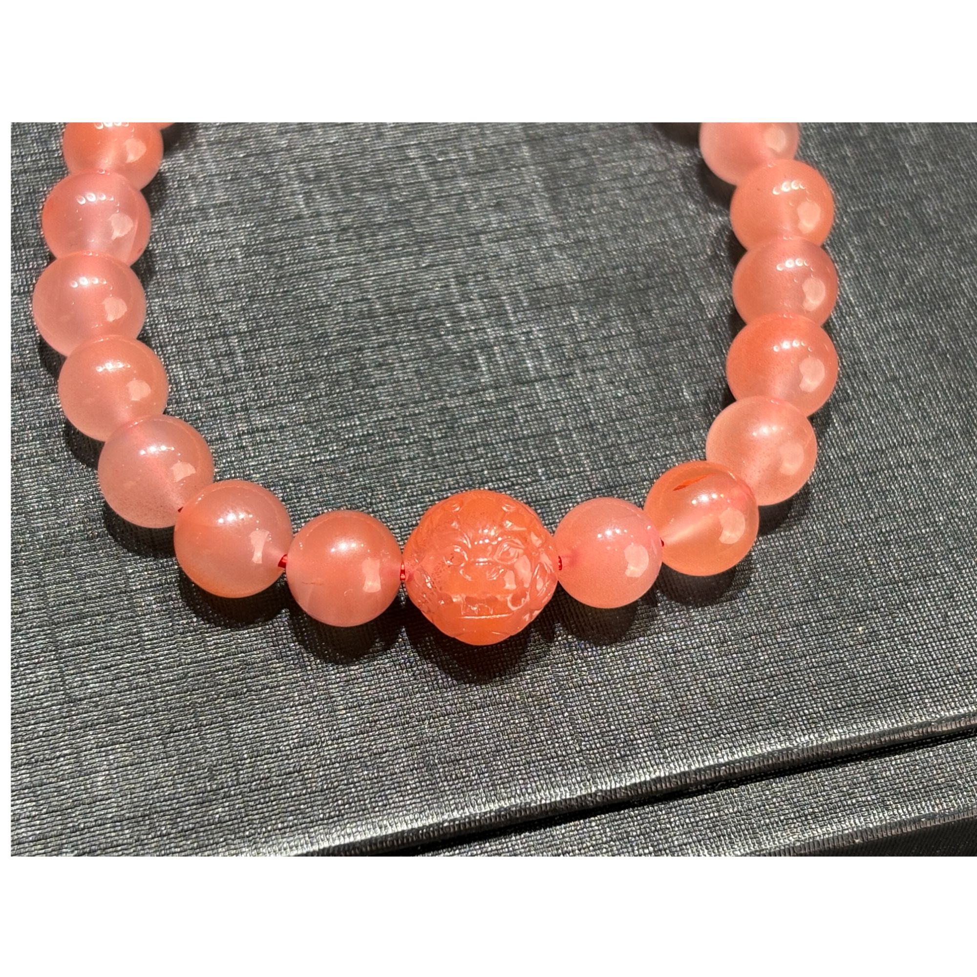 南红樱桃红貔貅球手串