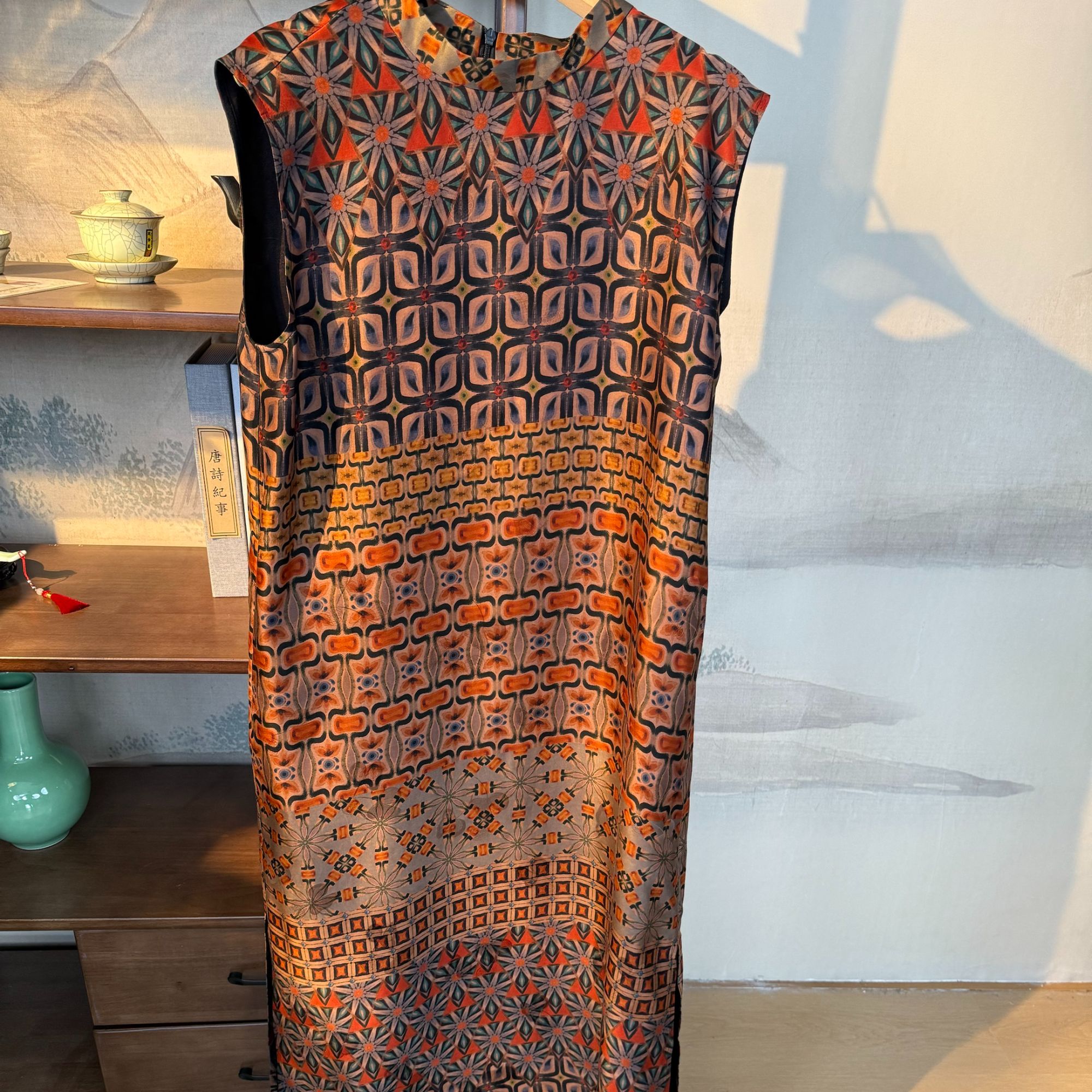 2025响隐新款小飞袖万花筒香云纱连衣裙6535147004