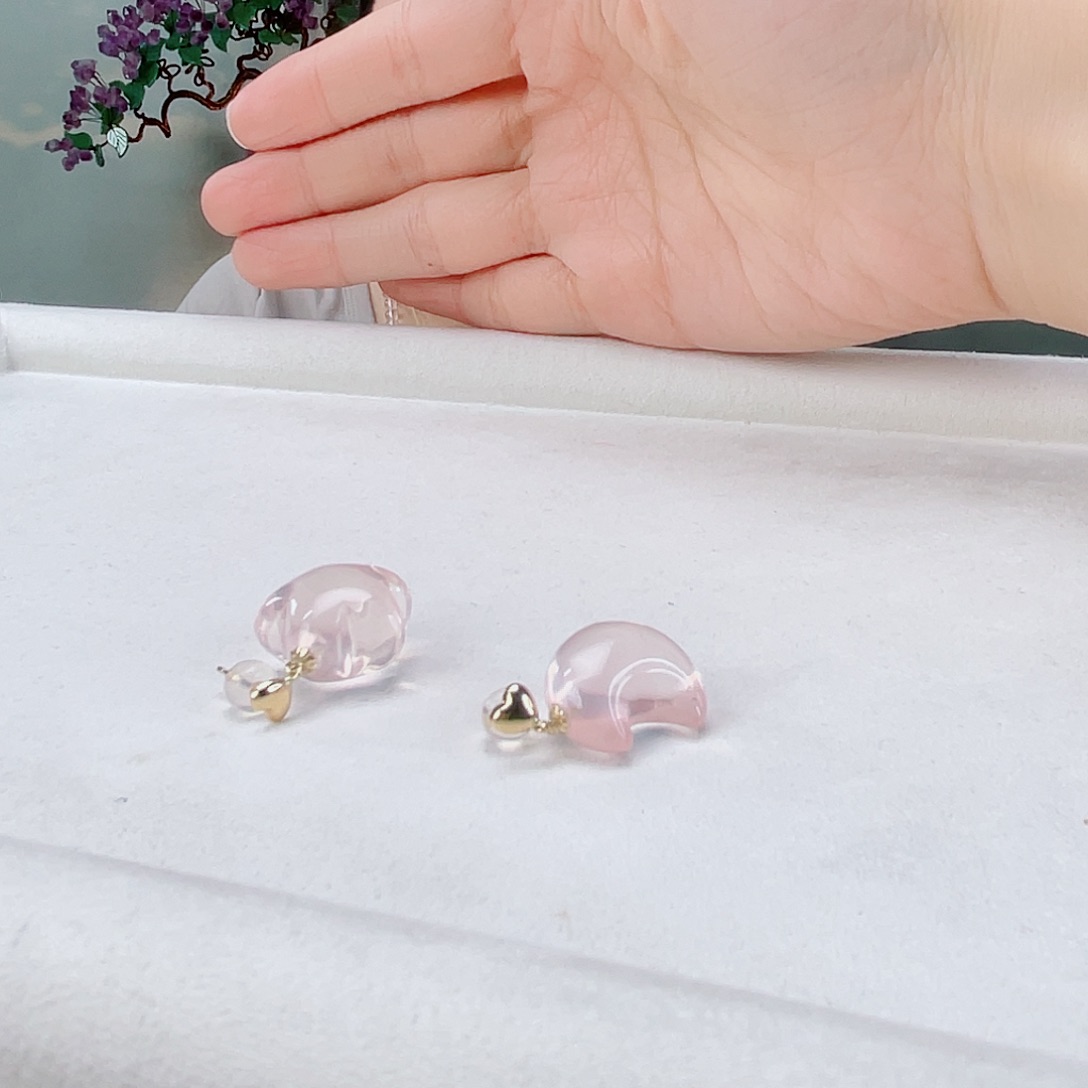 水晶耳饰18K金镶嵌水晶