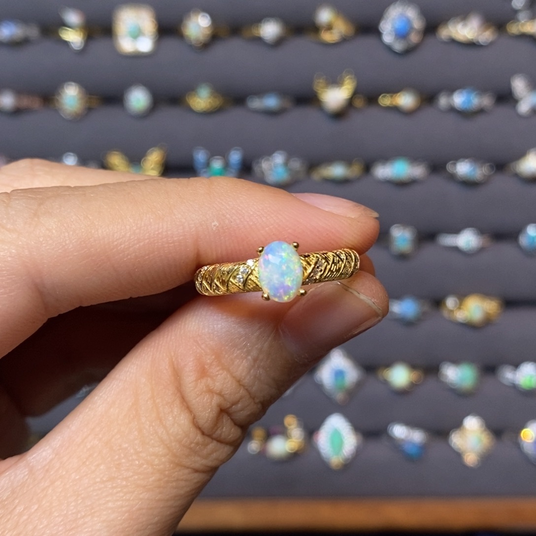 欧泊珠宝奇石银S925镶嵌戒指