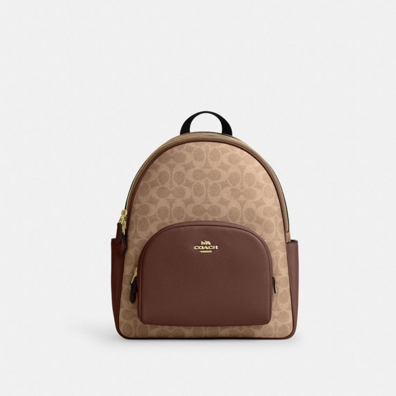 COACH/蔻驰 带暗标双肩包背包Court中号蜜糖棕  27.5*31.5*12