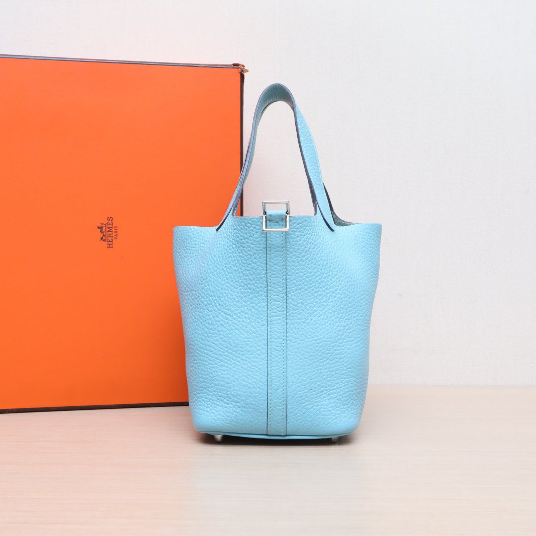 95新 Hermes/爱马仕 小花姑姑438271菜篮子18 马卡龙 TC皮 A刻包