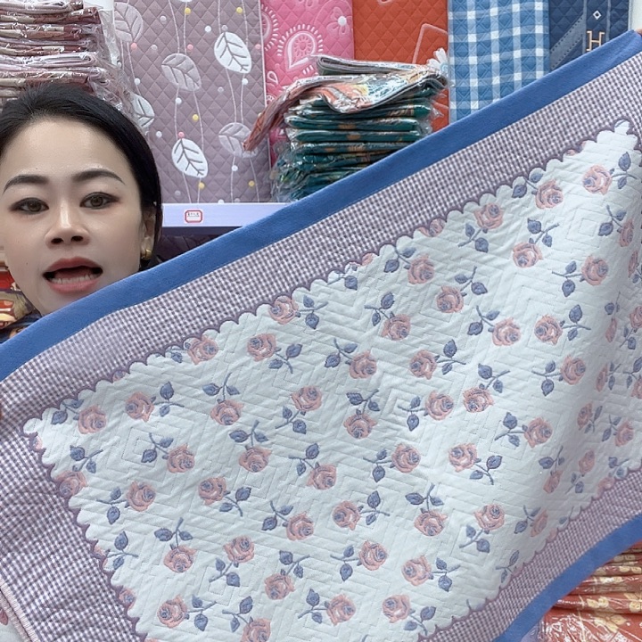 棉蓝色小玫瑰花纯棉