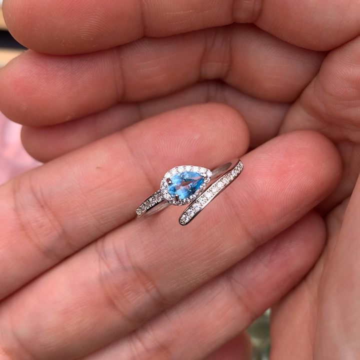 托帕石戒指银S925镶嵌