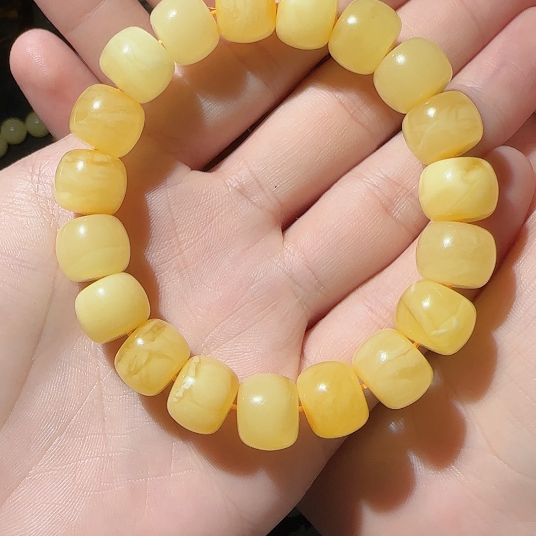 雪***才蜜蜡未镶嵌手链蜜蜡手串可佩戴的